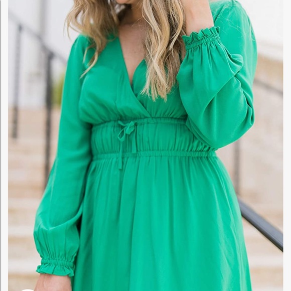 The Drop Women's Emerald Crossover-Front Dress by @graceatwood - Picture 2 of 4